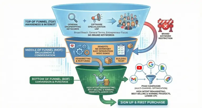 Full funnel PPC strategy for AW Dropship UK